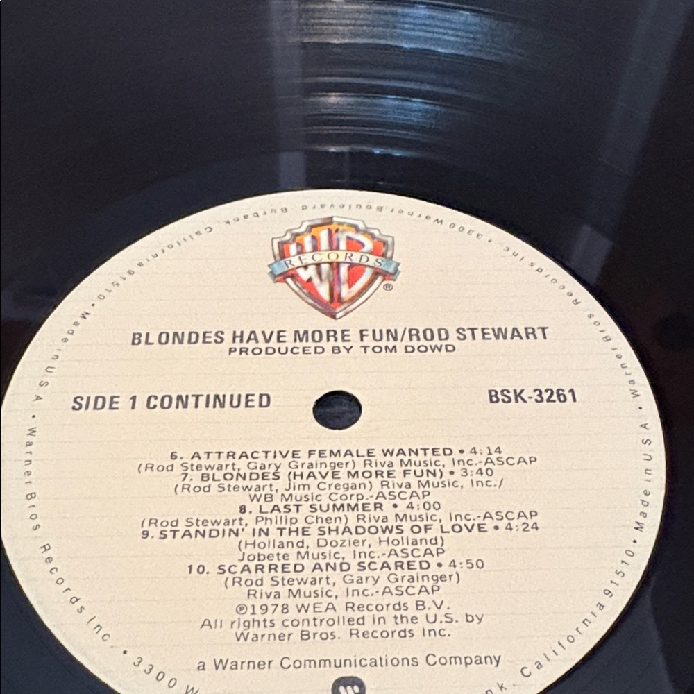 Rod Stewart  Blondes Have More Fun LP Vinyl Record (1978, Warner Bros. BSK 3261) - Picture 5 of 6
